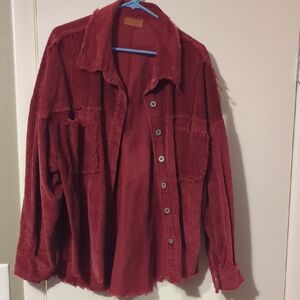 Umgee Red Corduroy Bomber Jacket